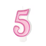 świeczka różowa na tort cyfra 5